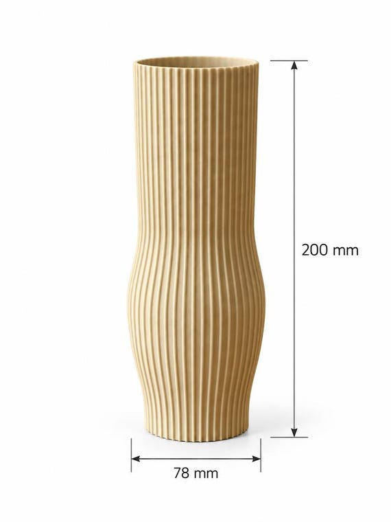 Coastal Column Ribbed Vase for Dried Flowers | Sand Beige | Hamptons Home Decor | Australian Made