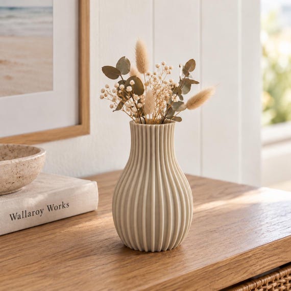 Coastal Cove Bulb Vase for Dried Flowers | Sand Beige | Hamptons Home Decor | Australian Made