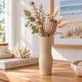Coastal Column Ribbed Vase for Dried Flowers | Sand Beige | Hamptons Home Decor | Australian Made